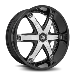 24″ DIABLO WHEELS FURY BLACK CHROME INSERTS FINISH RIMS