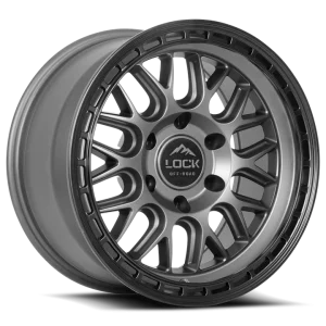 17″ LOCK OFF-ROAD WHEELS ONYX MATTE GREY MATTE BLACK RING FINISH RIMS