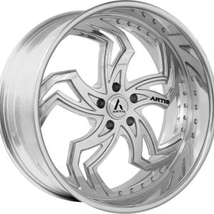 24″ ARTIS FORGED FULTON M BRUSHED SILVER FACE CHROME LIP FINISH RIMS