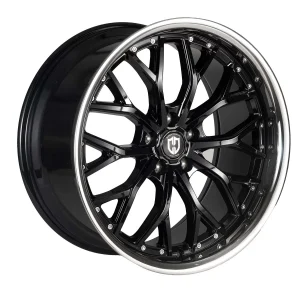 20″ CURVA CONCEPTS WHEELS CFF76 GLOSS BLACK SS LIP FORGED FINISH RIMS