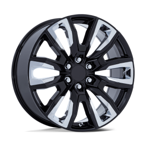24″ PERFORMANCE REPLICAS WHEELS PR225 GLOSS BLACK CHROME ACCENTS RIMS