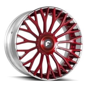 20″ FORGIATO WHEELS NB6-ECL CRIMSON RED WITH CHROME LIP XL FLOATING CAP FORGED FINISH RIMS