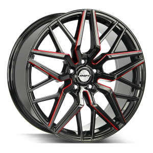 22″ SHIFT WHEELS SPRING GLOSS BLACK CANDY RED MILLED RIMS