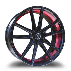20″ MARQUEE WHEELS M3197 GLOSS BLACK INNER RED FINISH RIMS
