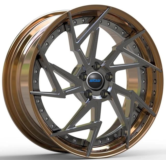 2 Piece Forged Rims Staggered Barrel Bronze Center Gun Metal For Alfa Romeo Wheels