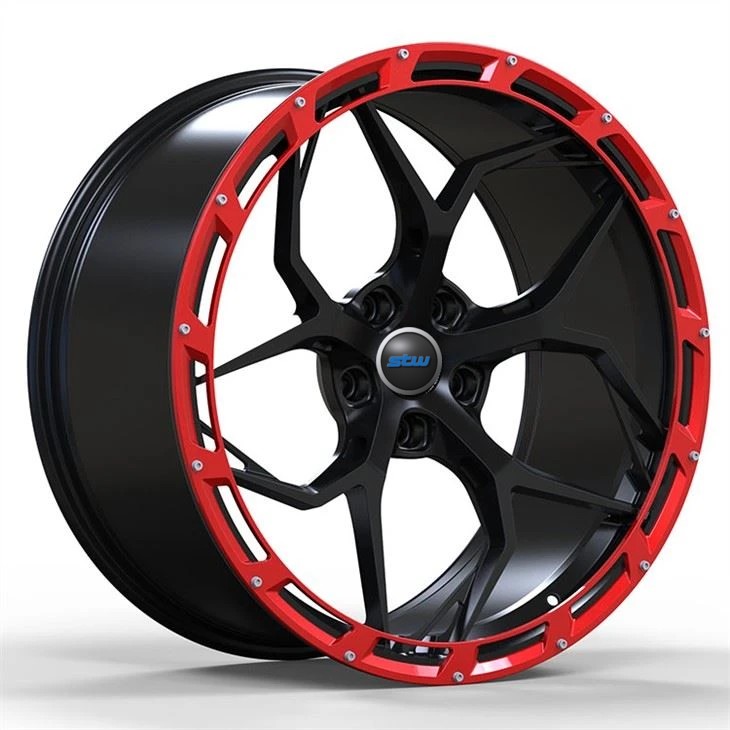 7.5Jx19 ET31 10Jx19 ET39 Staggered Gloss Black+ Red Ring 1-PC Forged Alloy Wheels For Ferrari F430