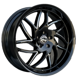 20″ ELEGANCE WHEELS MAGIC GLOSS BLACK MILLED WITH GLOSS BLACK LIP FINISH RIMS