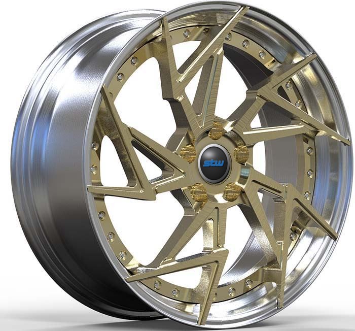 Chevrolet Corvette C05 9Jx19 And 10.5Jx20 Custom 2-PC Forged Aluminum Alloy Rims Polished +Bronze Disc