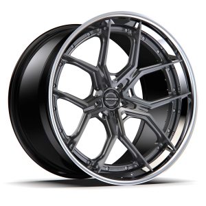 20″ MV FORGED WHEELS CR15 CORSA SERIES BRUSHED TITANIUM BLACK POLISHED LIP FINISH
