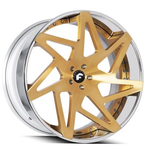 20″ FORGIATO WHEELS FINESTRO-ECL BRUSHED GOLD FACE WITH CHROME LIP FORGED FINISH RIMS