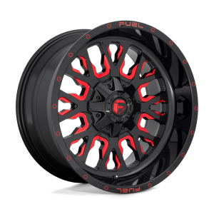 18″ FUEL WHEELS D612 STROKE GLOSS BLACK WITH CANDY RED OFF-ROAD RIMS