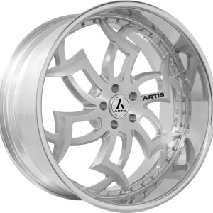 22″ ARTIS FORGED WHEELS MEDUSA-M BRUSHED SILVER FACE CHROME LIP FINISH RIMS