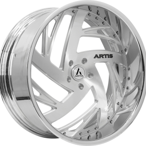 24″ ARTIS FORGED SOUTHSIDE M BRUSHED SILVER FACE CHROME LIP FINISH RIMS