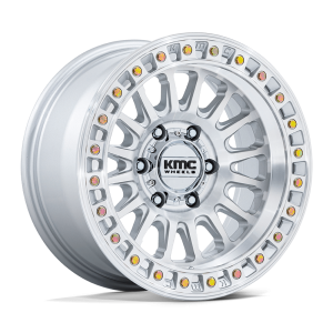 18″ KMC WHEELS KM552 IMS GLOSS SILVER WITH MACHINED FACE FINISH RIMS 8×180 ET00