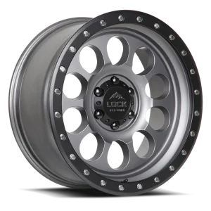 20″ LOCK OFF-ROAD WHEELS 50CAL MATTE GREY MATTE BLACK RING FINISH RIMS