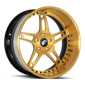 20″ FORGIATO WHEELS AFFILATO GOLD OVER HIGH POLISHED FACE AND LIP WITH BLACK INNER FORGED FINISH RIMS