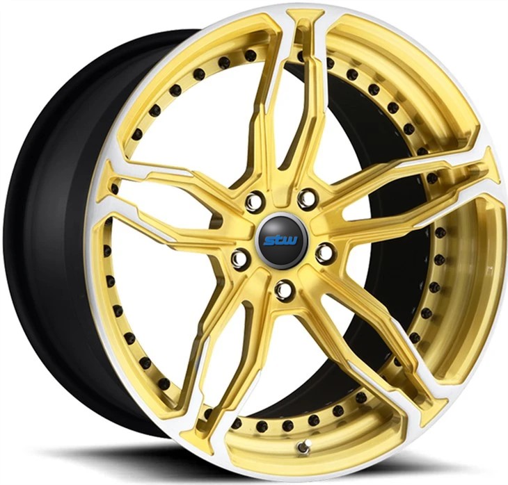 Ford Mustang GT 500 19X10 And 20x12 Custom Gold Brushed Face 5x114.3