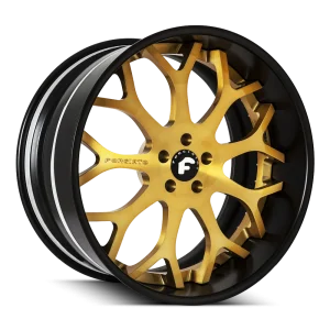 20″ FORGIATO WHEELS DREA BRUSHED GOLD FACE WITH BLACK LIP FORGED FINISH RIMS
