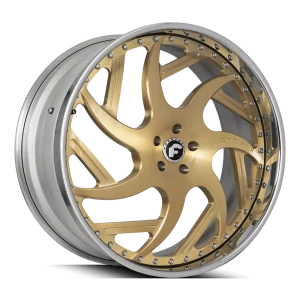 20″ FORGIATO WHEELS GIRARE GOLD OVER CHROME WITH CHROME LIP FORGED FINISH RIMS