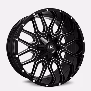20″ HARDROCK WHEELS H709 COMMANDER GLOSS BLACK MILLED OFF-ROAD RIMS