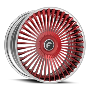 20″ FORGIATO WHEELS TRIMESTRE-ECL CANDY APPLE RED FACE WITH CHROME LIP XL FLOATING CAP FORGED FINISH RIMS