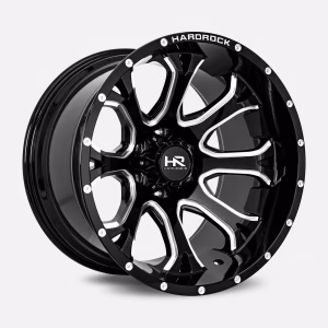 20″ HARDROCK WHEELS H505 BLOODSHOT XPOSED GLOSS BLACK MILLED OFF-ROAD RIMS