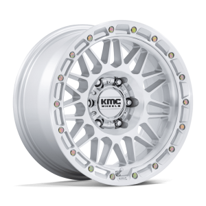 17″ KMC WHEELS KM555 ATTACK GLOSS SILVER WITH MACHINED FACE FINISH RIMS