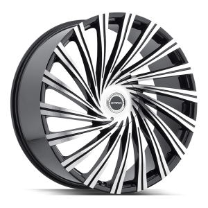 26″ STRADA WHEELS TORNADO GLOSS BLACK MACHINED RIMS