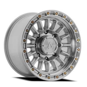 17″ ARENA WHEELS CO A130 PODIUM GLOSS SILVER MACHINED 8-LUG OFF-ROAD RIMS