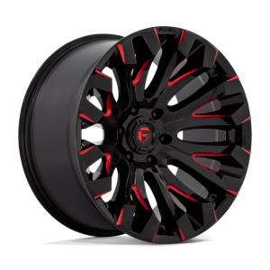 20″ FUEL WHEELS D829 QUAKE GLOSS BLACK RED MILLED OFF-ROAD RIMS