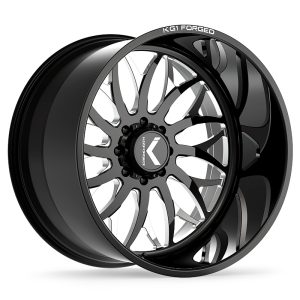 22″ KG1 FORGED WHEELS GALACTIC KF022 GLOSS BLACK MILLED FINISH RIMS