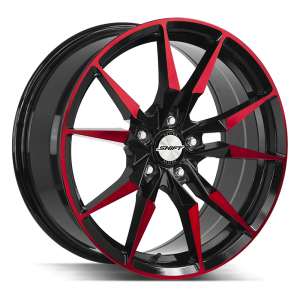 18″ SHIFT WHEELS BLADE GLOSS BLACK CANDY RED MACHINED RIMS