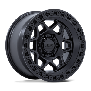 17″ KMC WHEELS KM553 TORX MATTE BLACK WITH GLOSS BLACK LIP FINISH RIMS