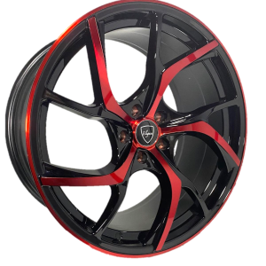 18″ ELEGANT WHEELS E008 GLOSS BLACK WITH CANDY RED FACE FINISH RIMS