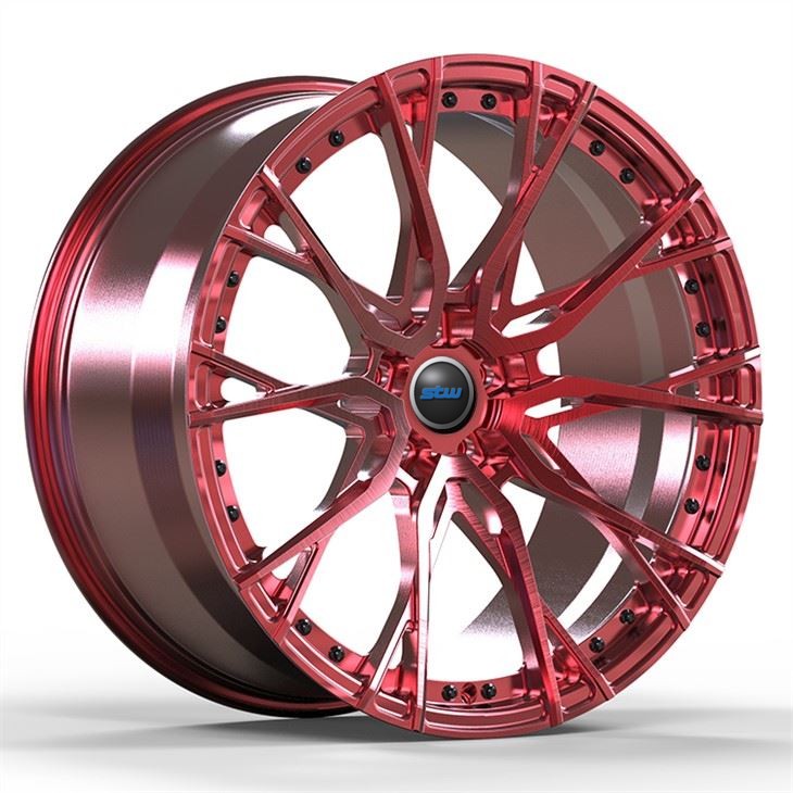 Audi RS6 Brush Red Custom 5X112 6061-T6 1-PC Forged Rims Staggered 20 And 21