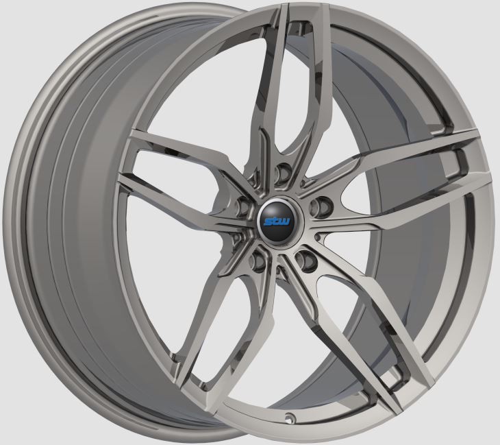 5-Spoke Black with Red Face 1PC forged Aluminum Wheels
