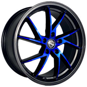 22″ ELEGANCE WHEELS SHARP GLOSS BLACK WITH CANDY BLUE FACE FINISH RIMS