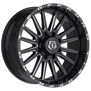 20″ TIS WHEELS 567BM GLOSS BLACK MILLED WITH CHROME CENTERCAP FINISH RIMS
