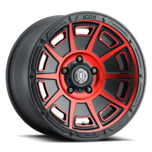 17″ ICON ALLOYS WHEELS VICTORY SATIN BLACK RED TINT CROSSOVER RIMS