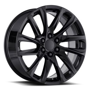 22″ FACTORY REPRODUCTION CADILLAC ESCALADE 12 SPOKE WHEELS FR 98 GLOSS BLACK FINISH RIMS