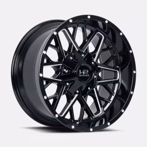 22″ HARDROCK WHEELS H714 BOMBER GLOSS BLACK MILLED OFF-ROAD RIMS