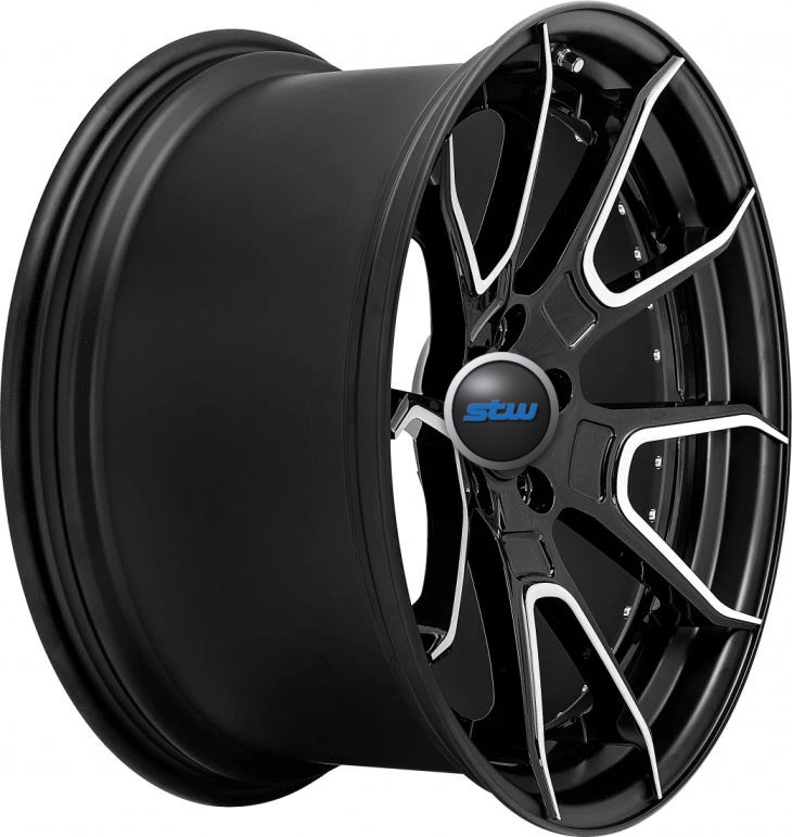 Custom 2-PC Black Machined Forged Alloy Wheel Rims For Porsch, Ferrari, Audi, Benz