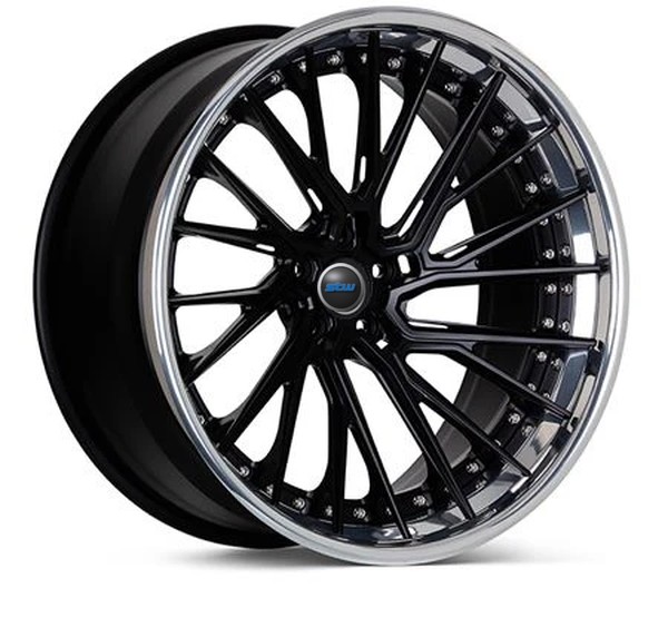 Staggered Customized Car Wheel Aluminum Alloy Forged 3 Piece Polished Lip Brushed Matte Black Rims