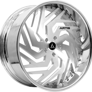 22″ ARTIS FORGED WHEELS CICERO BRUSHED SILVER FACE CHROME LIP FINISH RIMS