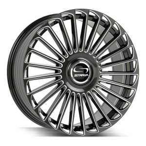 20″ STRADA WHEELS MARTELLO GLOSS BLACK MILLLED FLOW FORMED FLOATING CAP RIMS