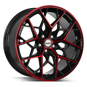 20″ SHIFT WHEELS PISTON GLOSS BLACK CANDY RED MACHINED RIMS