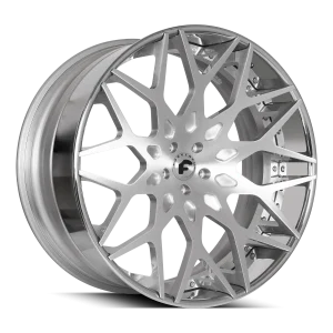 24″ FORGIATO WHEELS TORINO-ECL BRUSHED SILVER WITH CHROME LIP FORGED FINISH RIMS