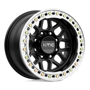 17″ KMC WHEELS KM235 GRENADE CRAWL BEADLOCK SATIN BLACK FINISH RIMS