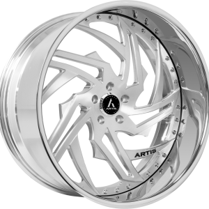 19″ ARTIS FORGED WHEELS SKELETOR BRUSHED SILVER FACE CHROME LIP FINISH