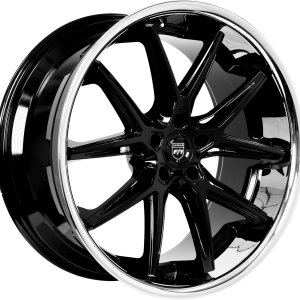 20″ LEXANI WHEELS CIRCUIT GLOSS BLACK WITH CHROME LIP FINISH RIMS